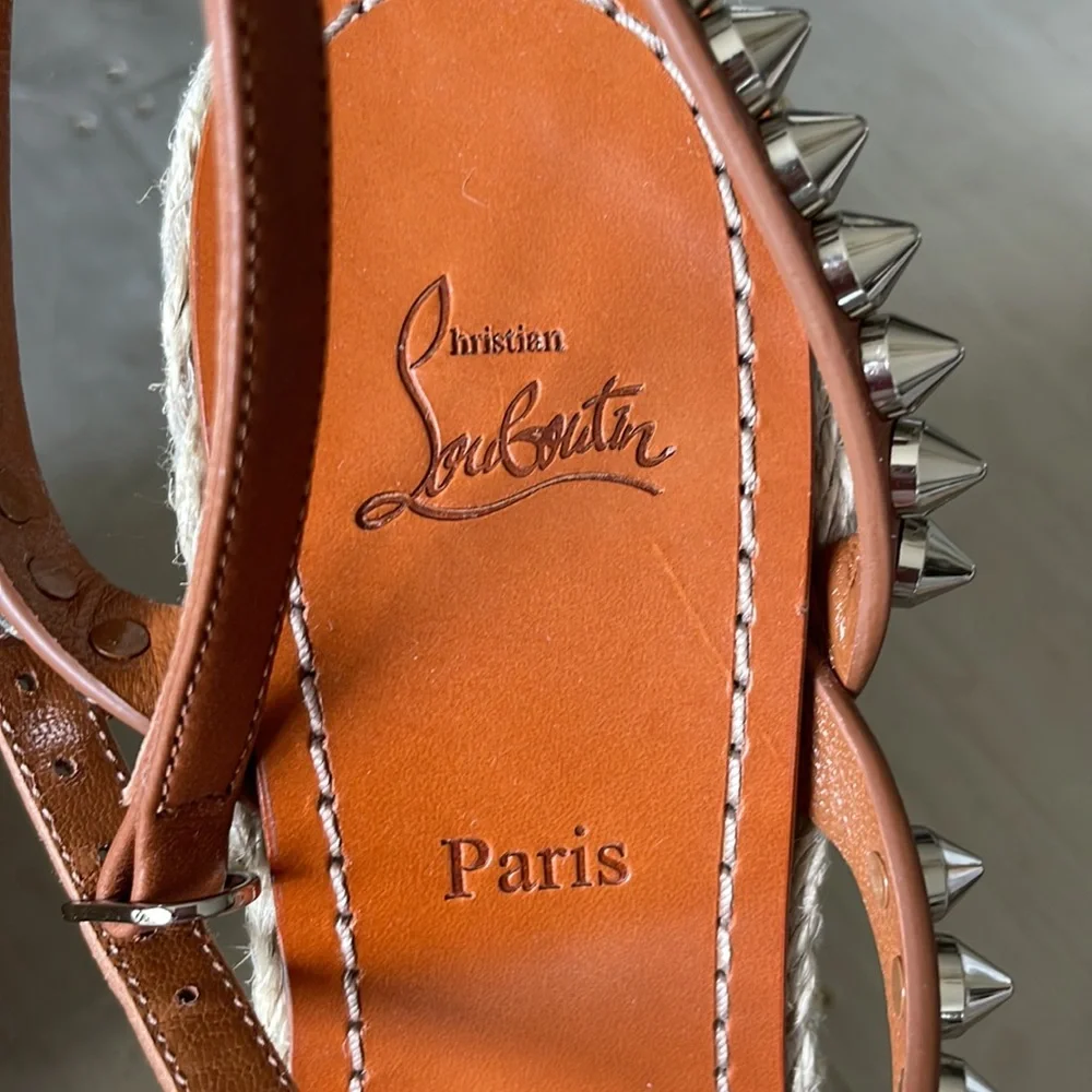 Christian Louboutin mafaldina Zeppa 120mm wedge espadrille sandal cuoio brown 39 - Picture 5 of 13